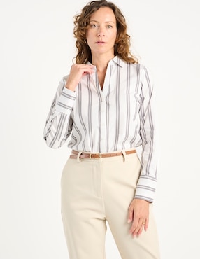 Blusa camisera Liz&Co By Liz Claiborne manga larga para mujer