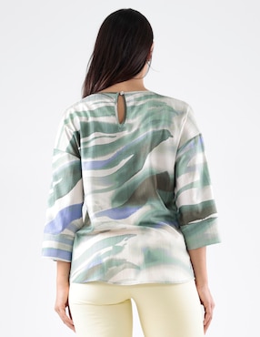 Blusa Pierre Cardin Blossom Green manga 3/4 para mujer