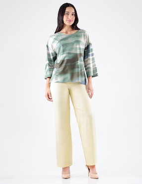 Blusa Pierre Cardin Blossom Green manga 3/4 para mujer