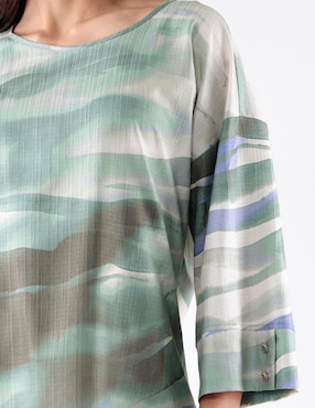 Blusa Pierre Cardin Blossom Green manga 3/4 para mujer