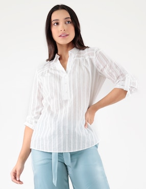 Blusa Pierre Cardin Blossom Green manga 3/4 para mujer