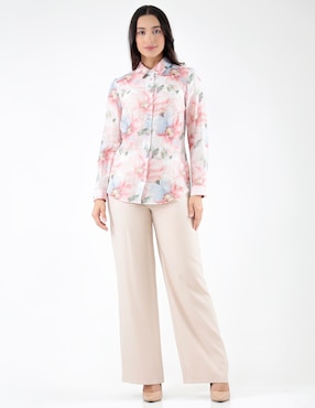 Blusa camisera Blossom Pink manga larga para mujer