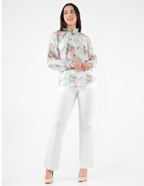 Blusa Pierre Cardin Blossom Green manga globo para mujer