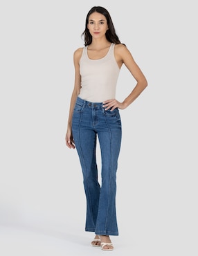 Jeans bota media cintura Oh Pomp para mujer