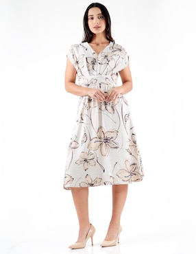 Vestido a la rodilla formal Pierre Cardin Hibiscus Navy para mujer