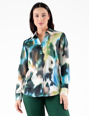 Blusa Pierre Cardin Frescura Verde manga larga para mujer