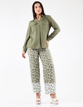 Blusa camisera Pierre Cardin manga larga para mujer