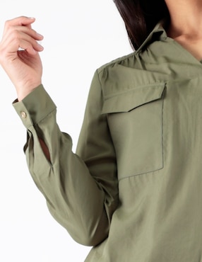Blusa camisera Pierre Cardin manga larga para mujer