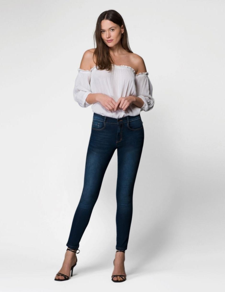 Jeans slim ! deslavado corte cintura alta para mujer 7