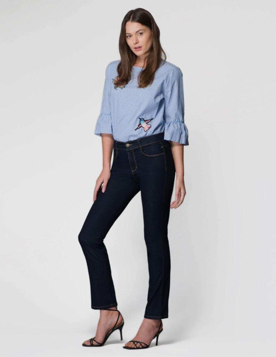 Jeans straight corte cintura alta para mujer 6