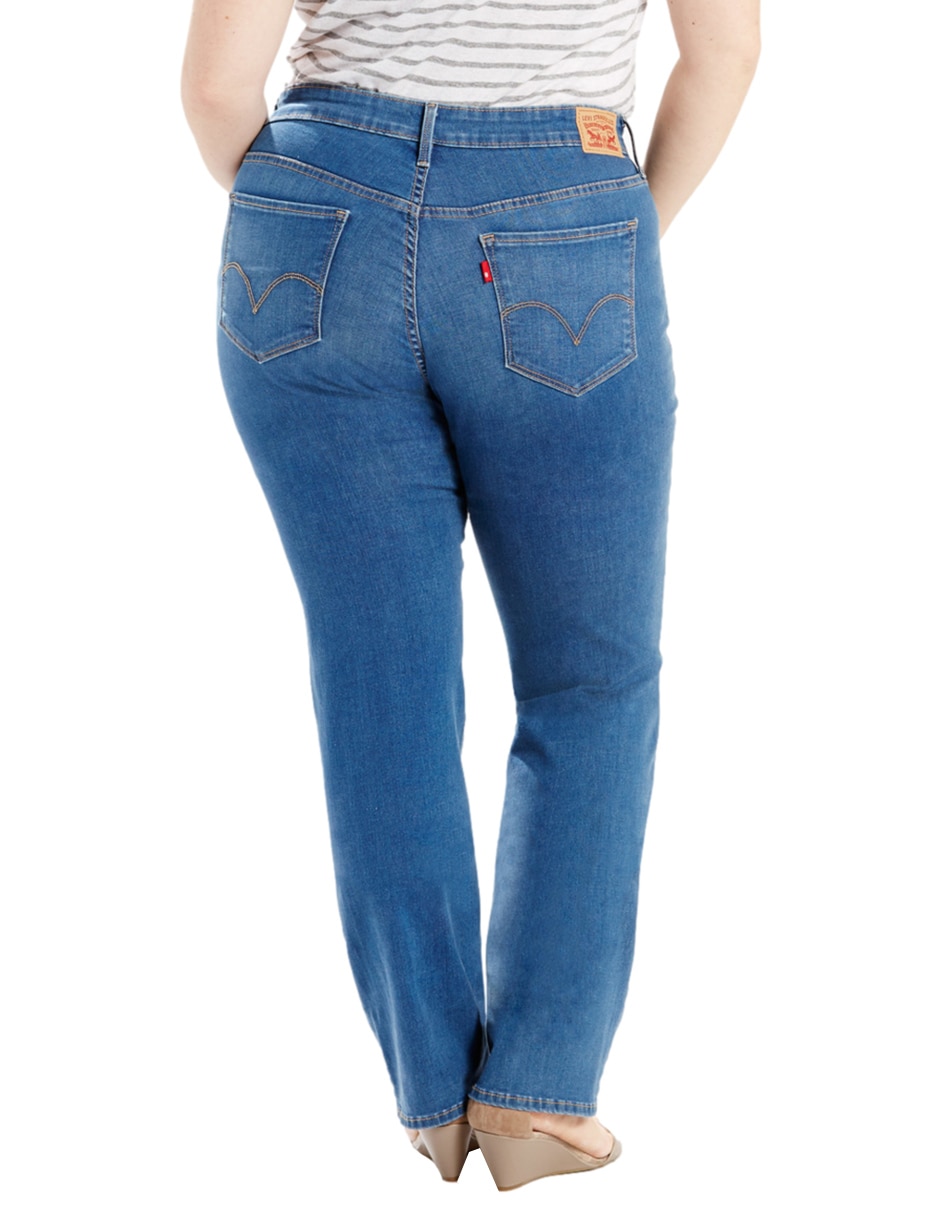 Jeans straight lavado degradado corte cintura alta para mujer 2