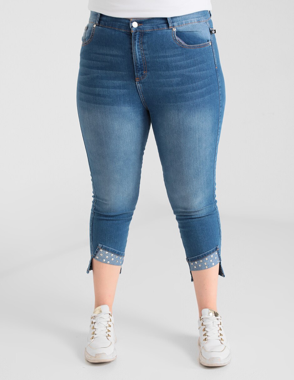Jeans slim Oh Pomp! lavado claro corte cintura alta para mujer en SB