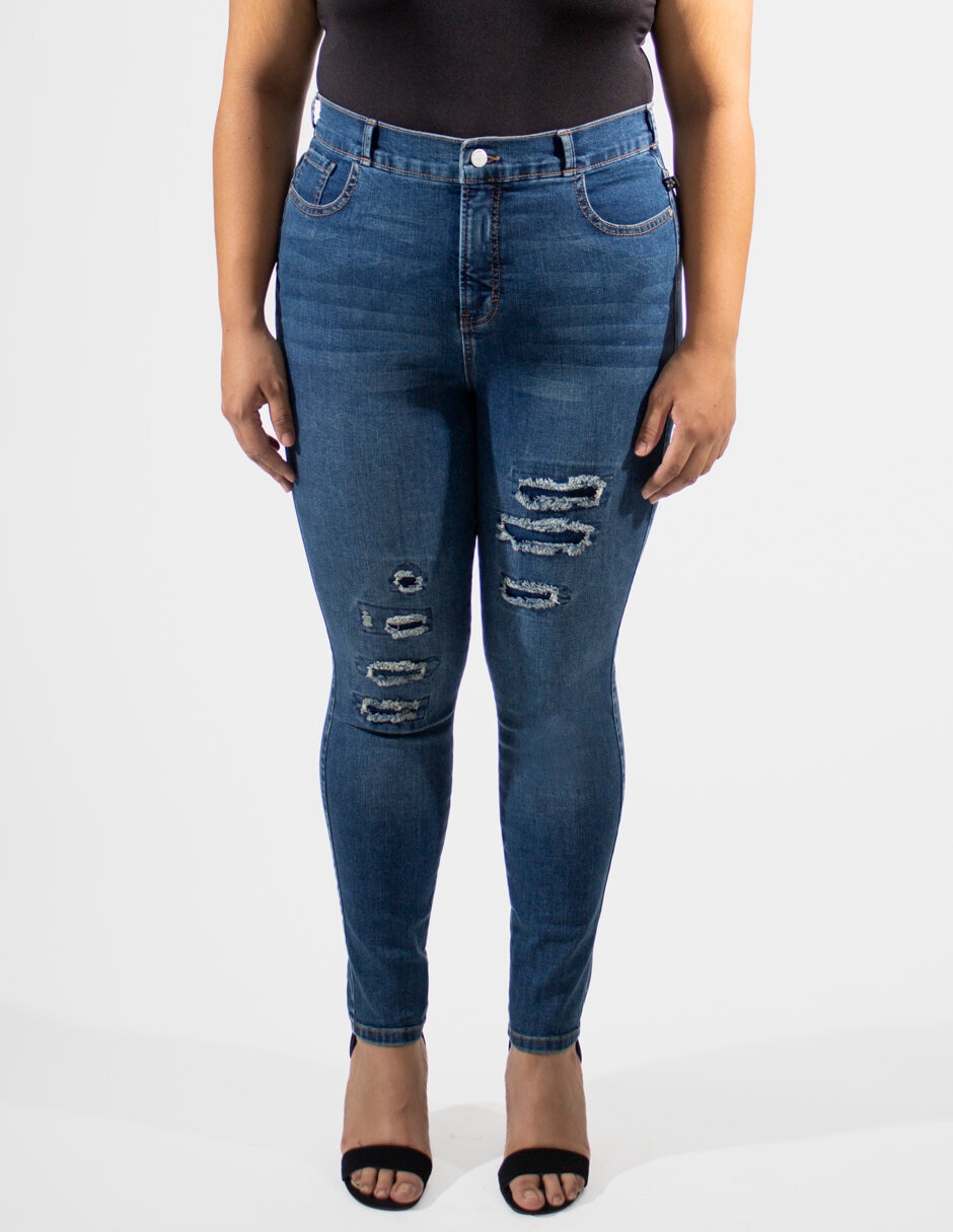 Jeans skinny corte cintura alta para mujer 1