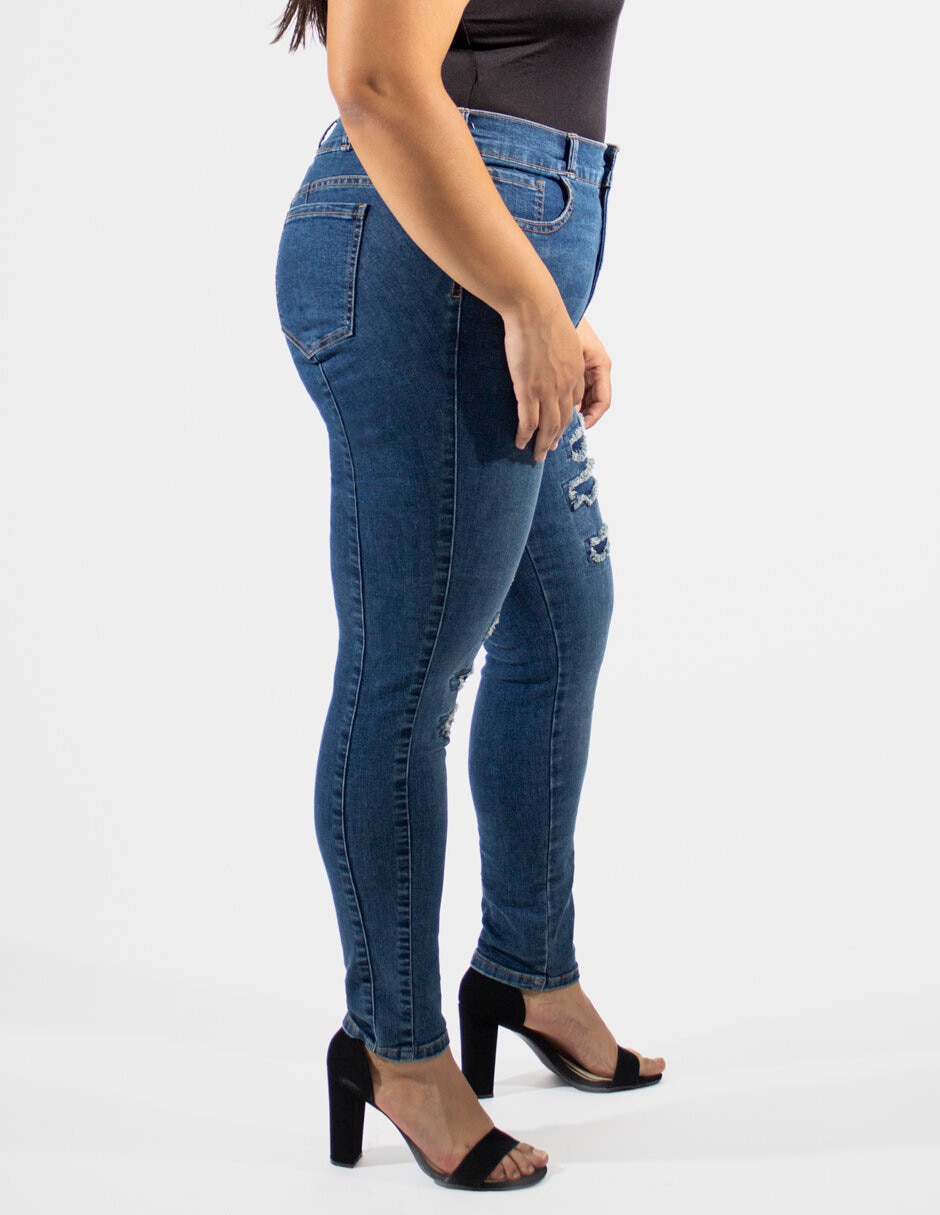 Jeans skinny corte cintura alta para mujer 4