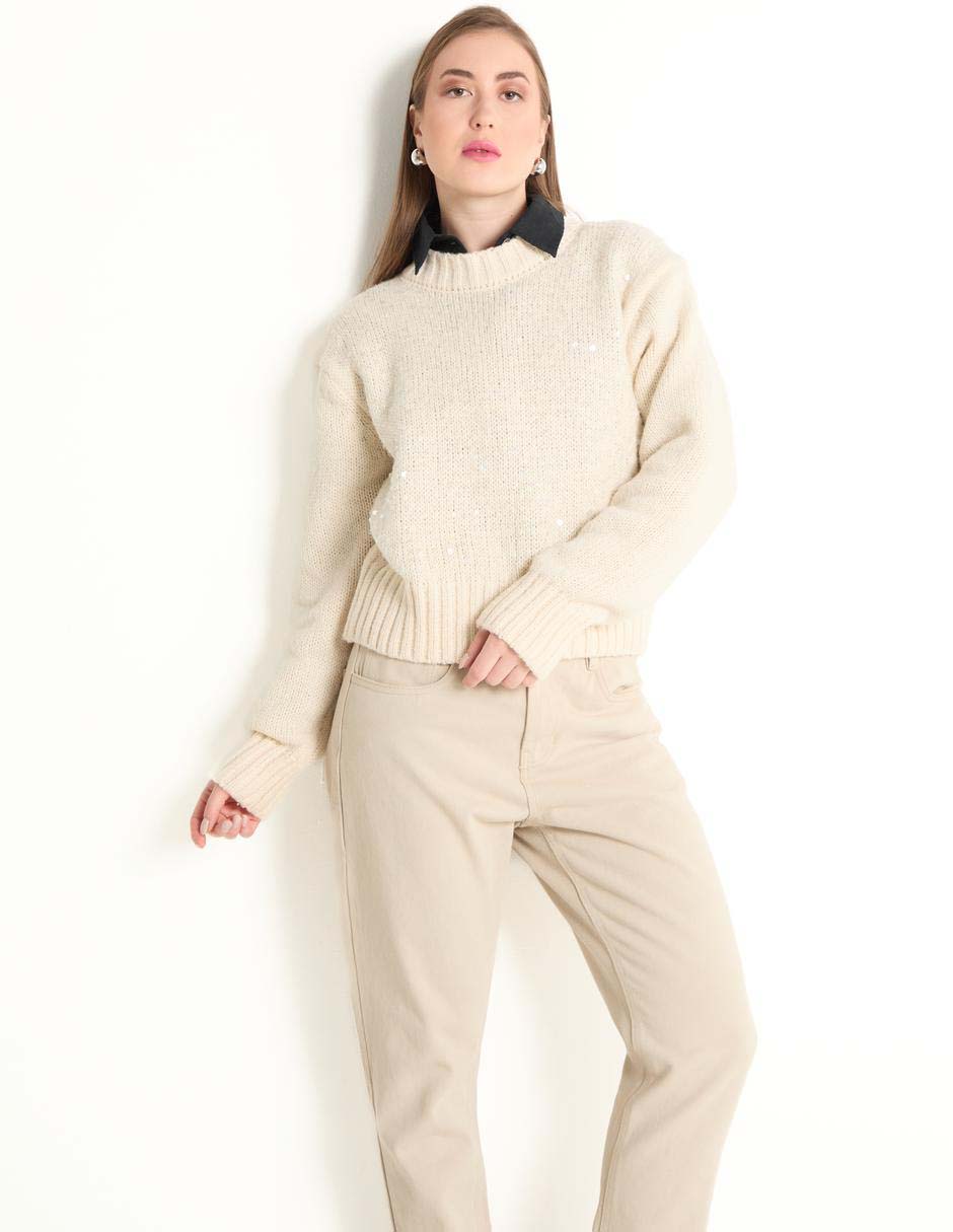 Suéter cuello redondo para mujer