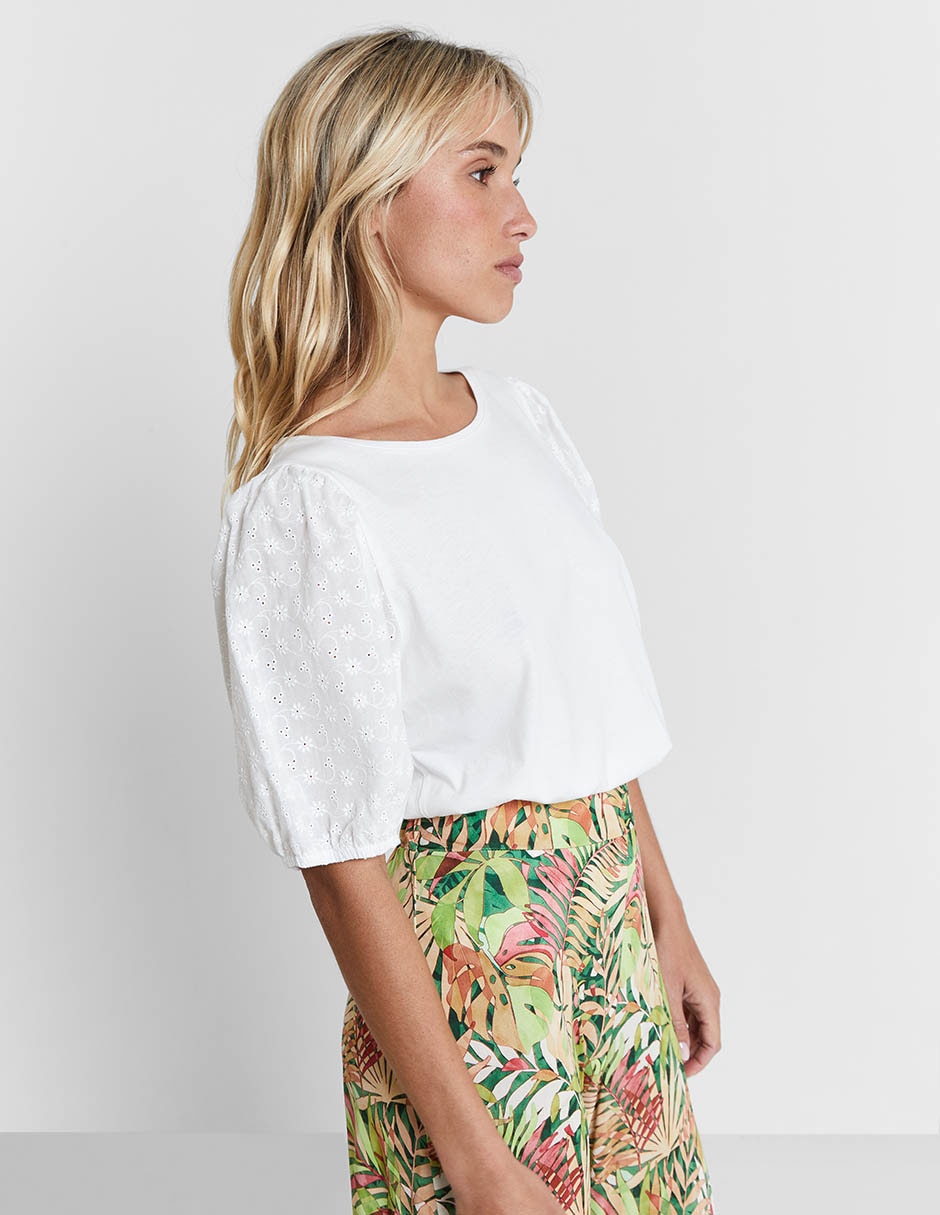 Playera manga al codo cuello redondo para mujer 3
