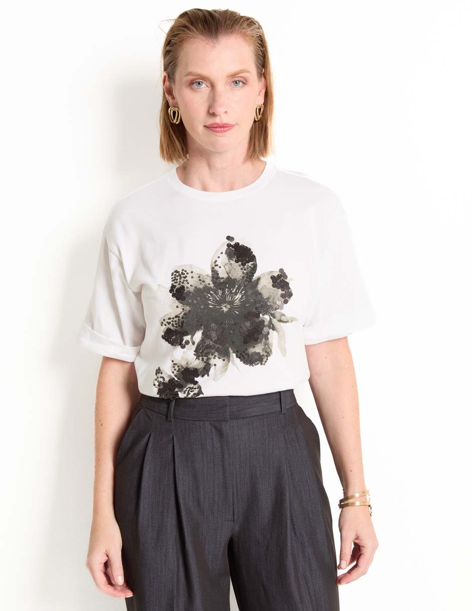 Playera manga corta cuello redondo para mujer Playera manga corta cuello redondo para mujer