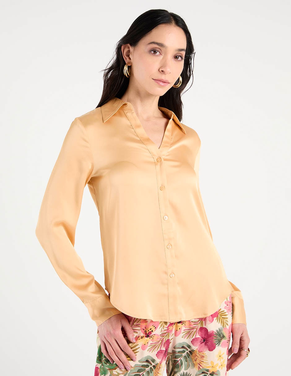 Blusa camisera manga larga para mujer Blusa camisera manga larga para mujer