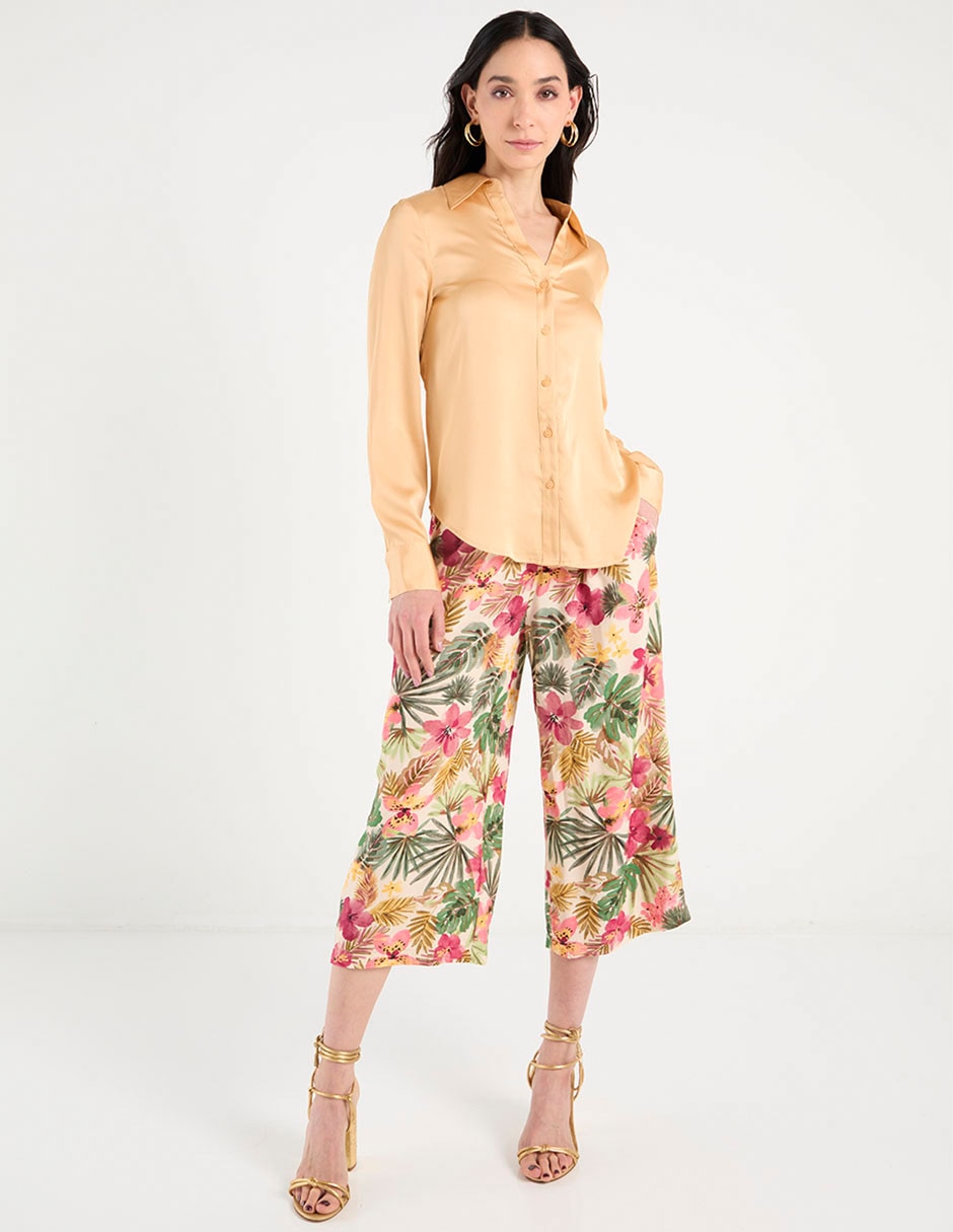 Blusa camisera Liz&Co By Liz Claiborne manga larga para mujer
