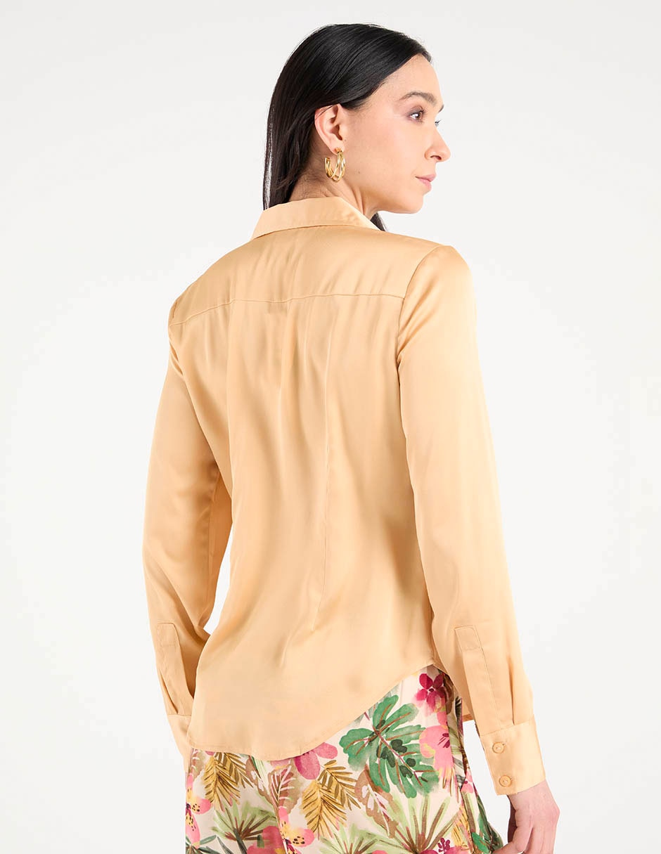 Blusa camisera Liz&Co By Liz Claiborne manga larga para mujer