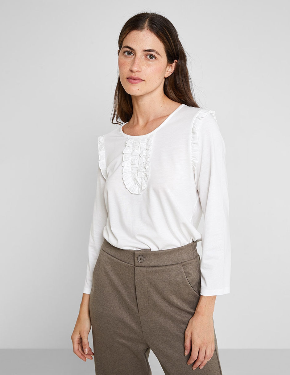 Playera manga larga cuello redondo para mujer Playera manga larga cuello redondo para mujer
