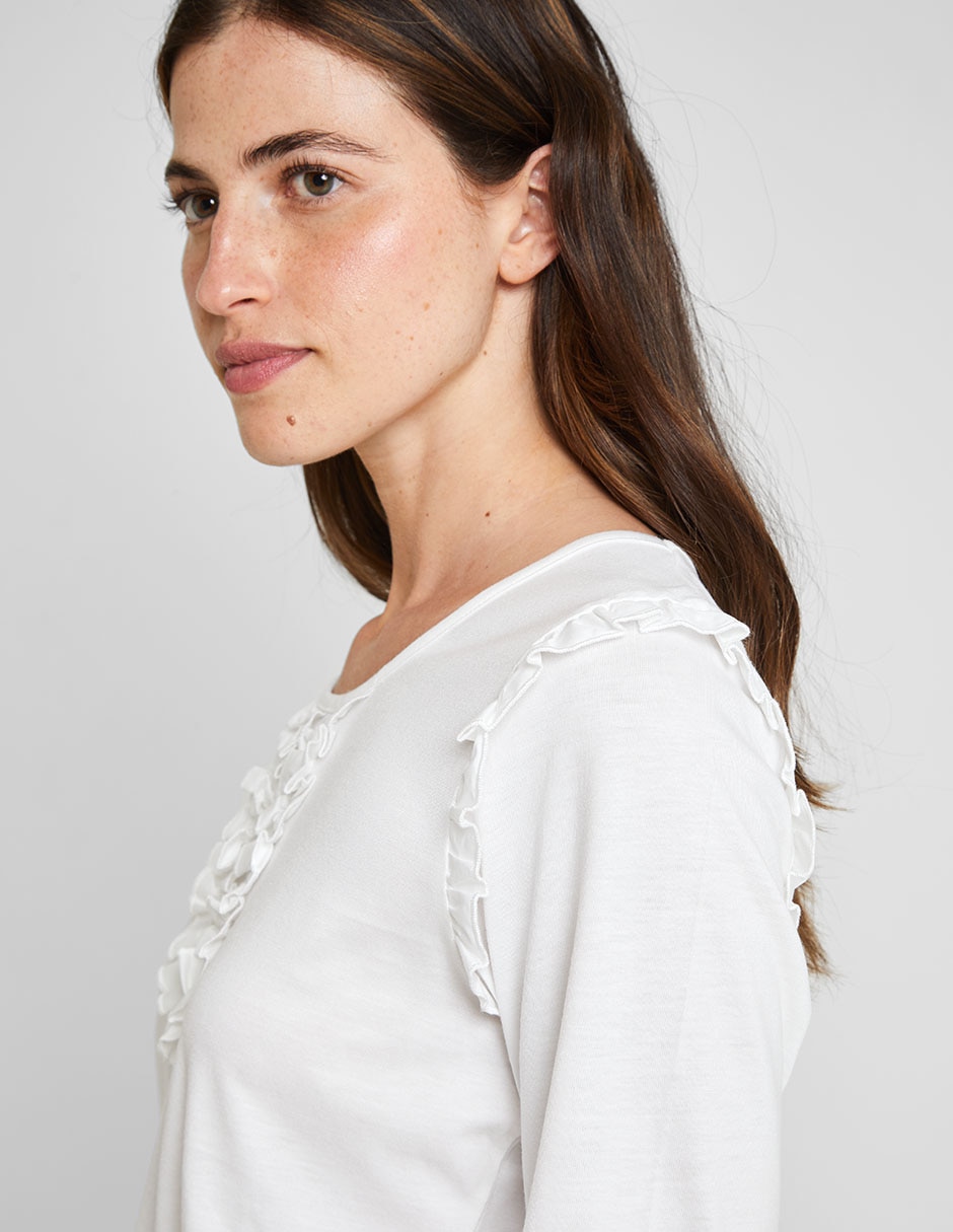 Playera manga larga cuello redondo para mujer 5