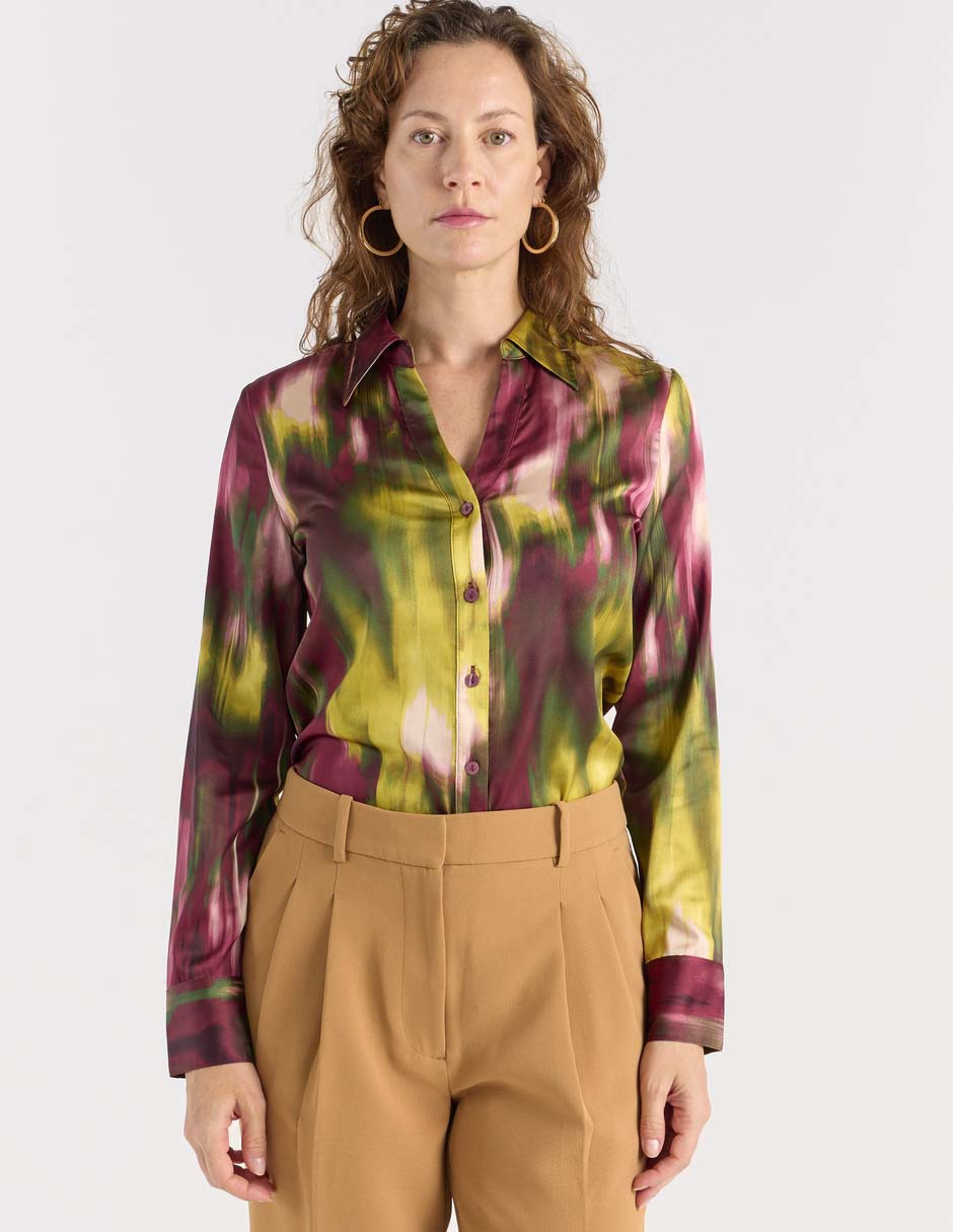 Blusa camisera Liz& manga larga para mujer 1