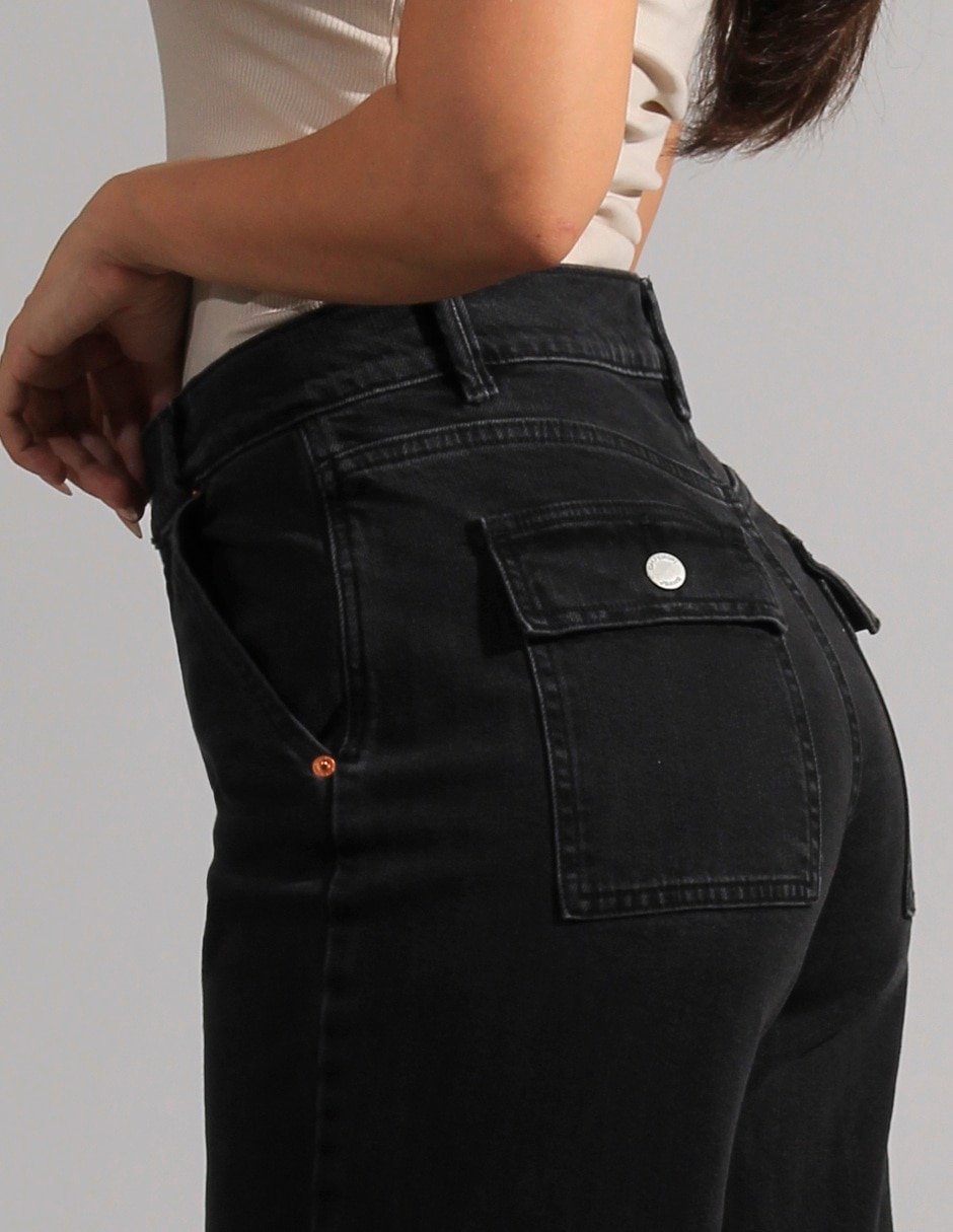 Jeans cargo straight para mujer 7