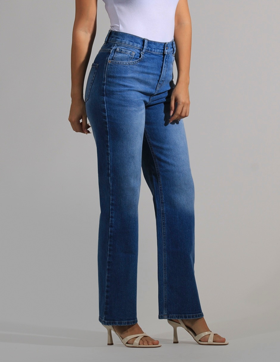 Jeans wide leg corte cintura para mujer 4