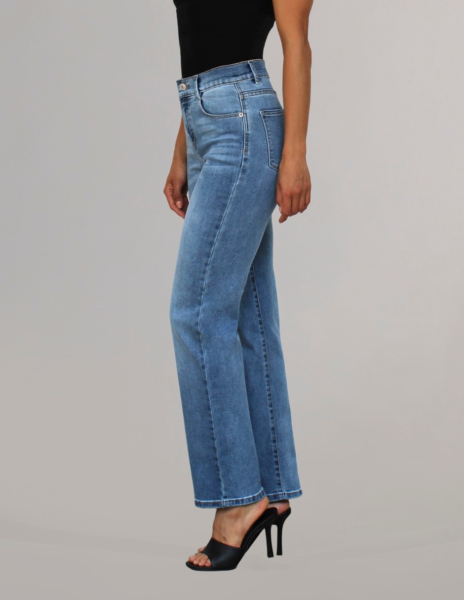 Jeans straight corte media cintura para mujer 2