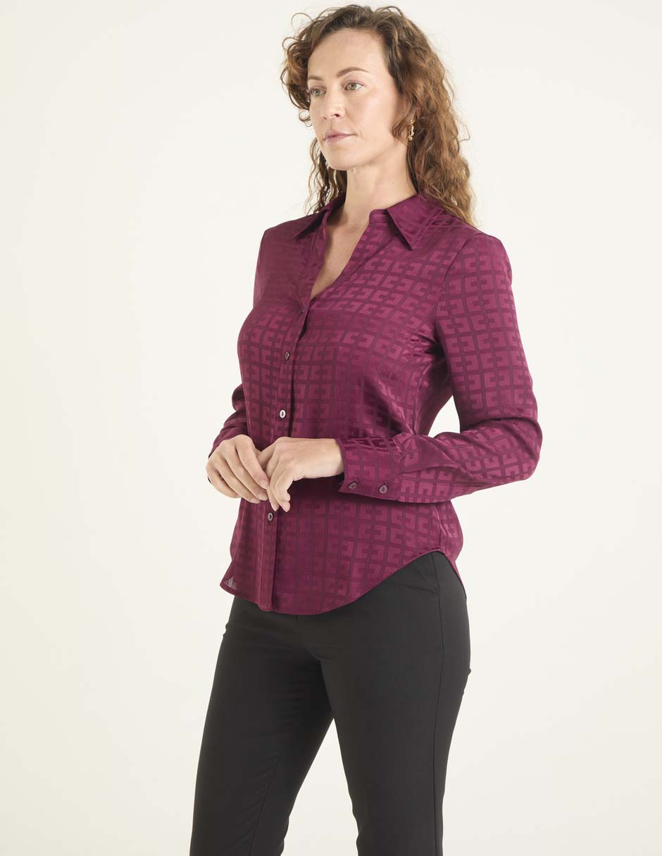 Blusa camisera manga larga para mujer