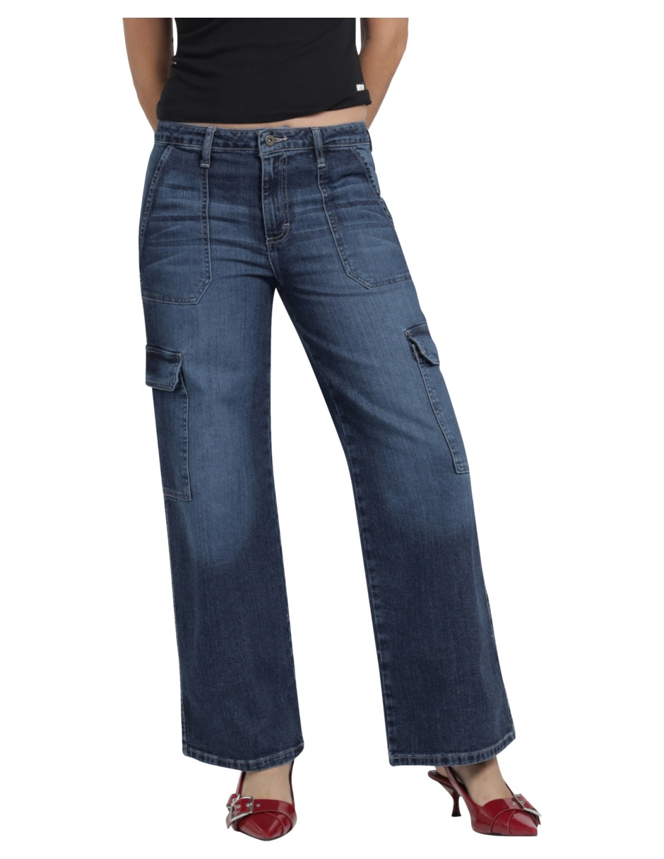 Jeans cargo wide leg 112372785 para mujer