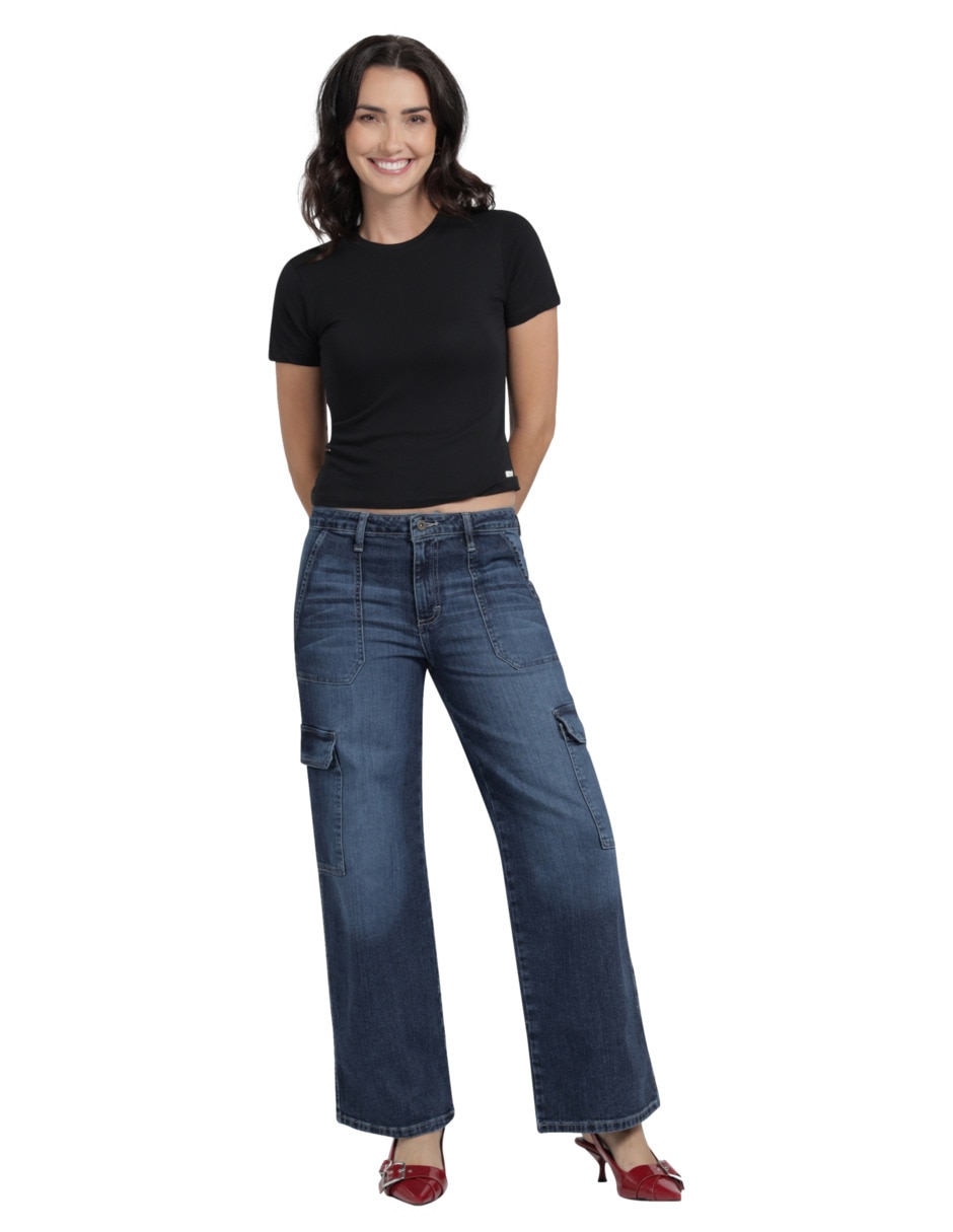 Jeans cargo wide leg 112372785 para mujer 2