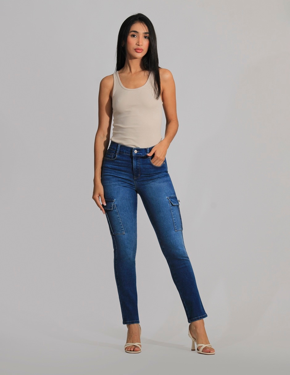 Jeans cargo slim para mujer 3