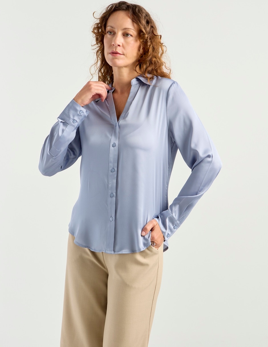 Blusa camisera Liz& manga larga para mujer Blusa camisera Liz& manga larga para mujer