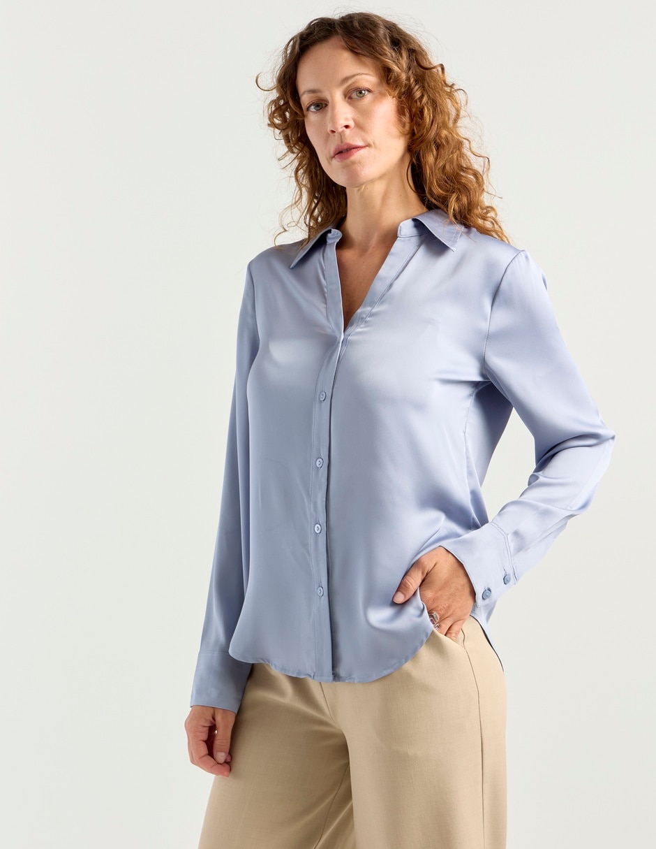 Blusa camisera Liz& manga larga para mujer 2