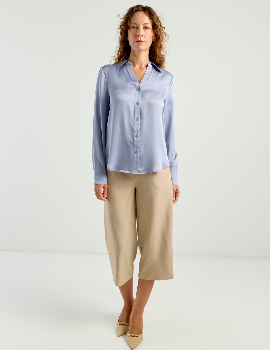 Blusa camisera Liz& manga larga para mujer 3