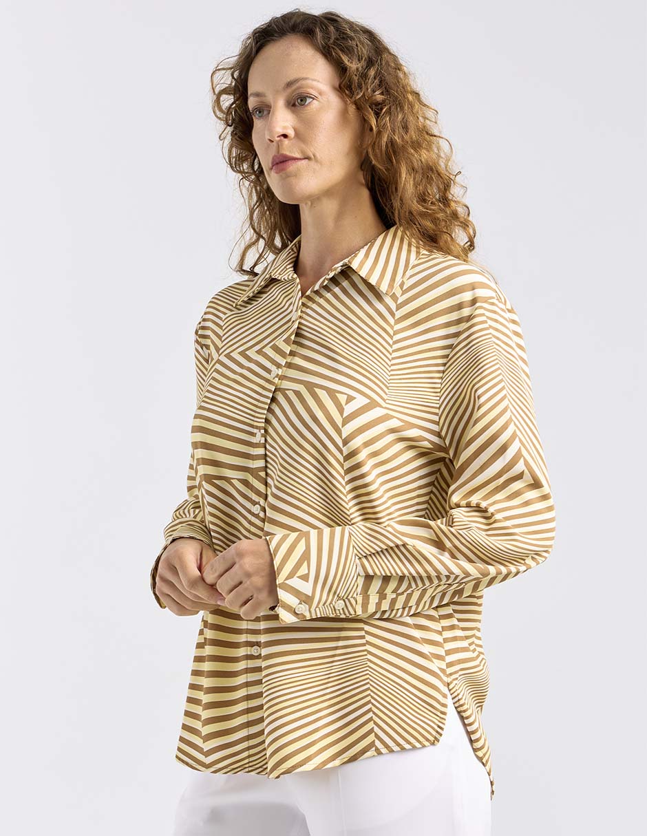 Blusa camisera manga larga para mujer