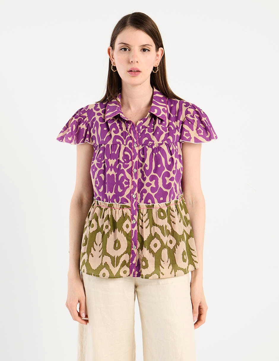 Blusa camisera manga corta para mujer 2