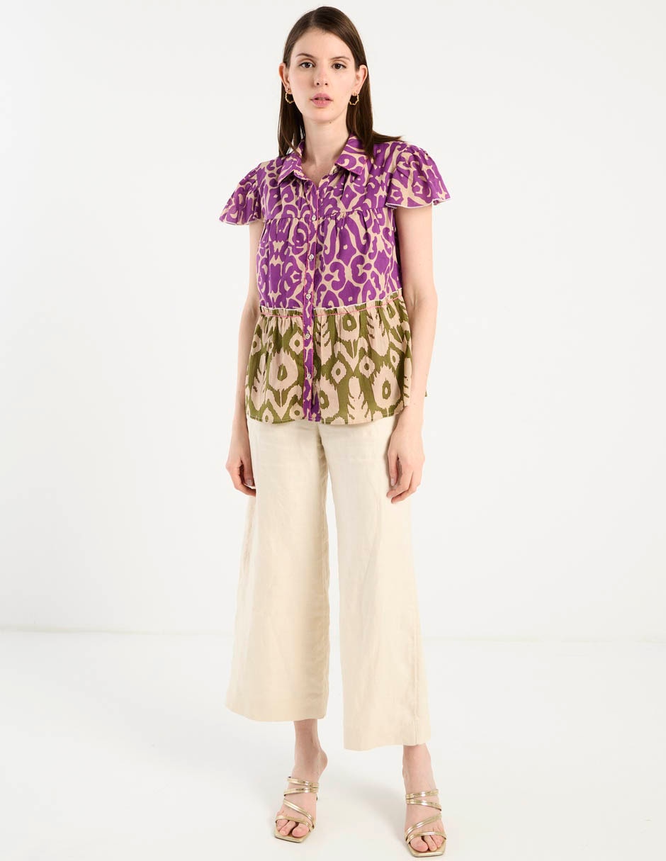 Blusa camisera manga corta para mujer 3