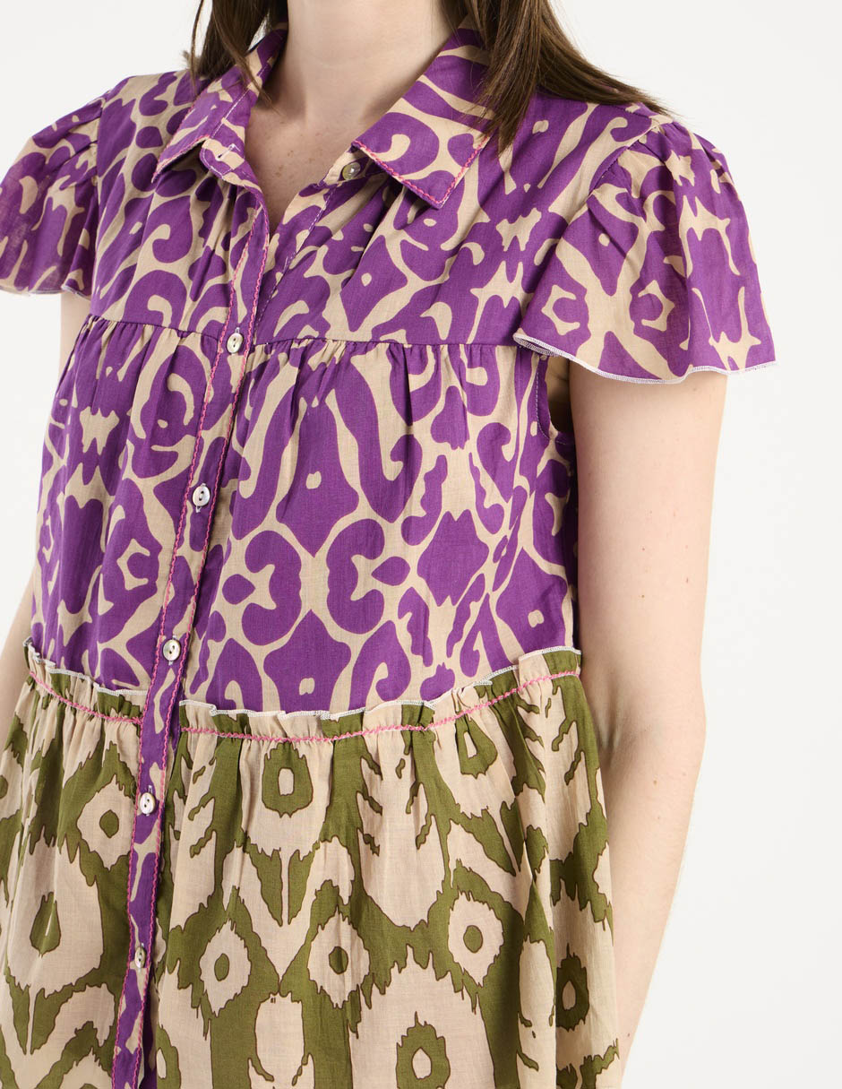 Blusa camisera manga corta para mujer 5