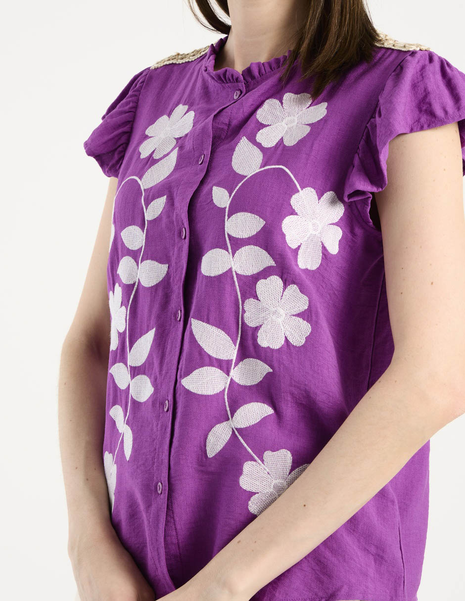 Blusa camisera Charol By October manga corta para mujer 4