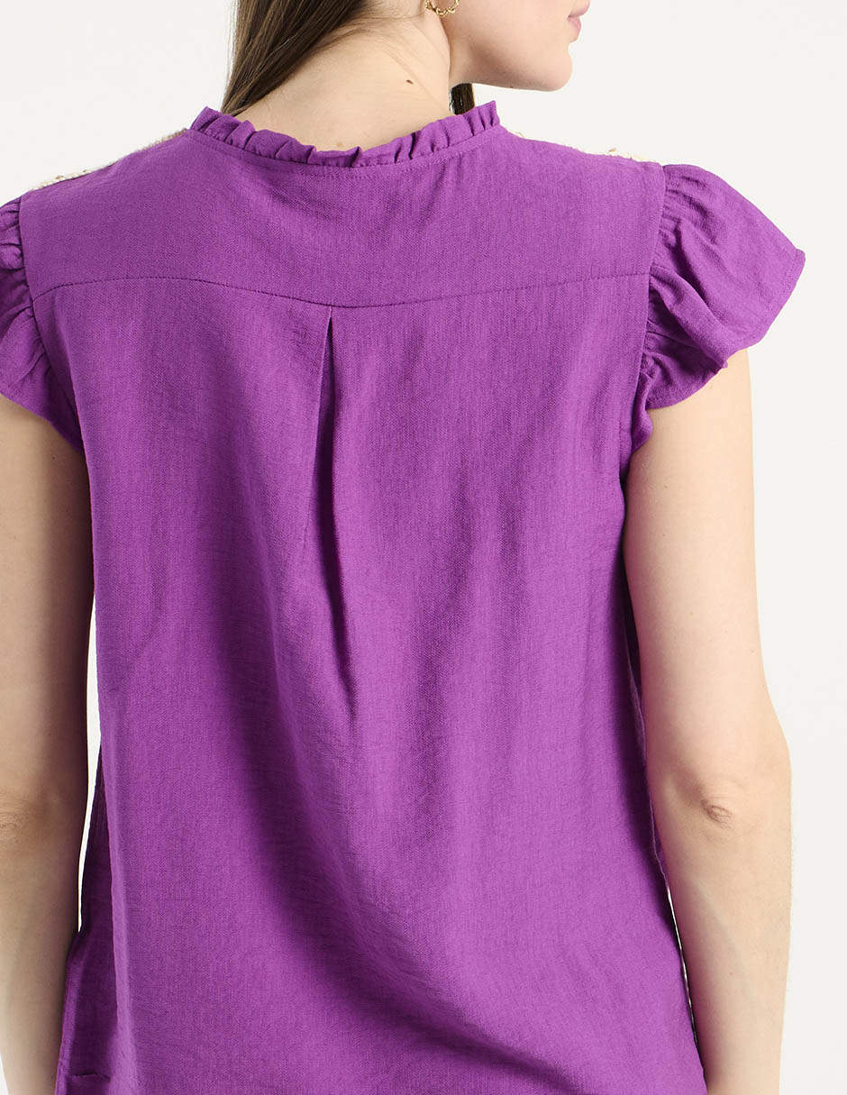 Blusa camisera Charol By October manga corta para mujer 5