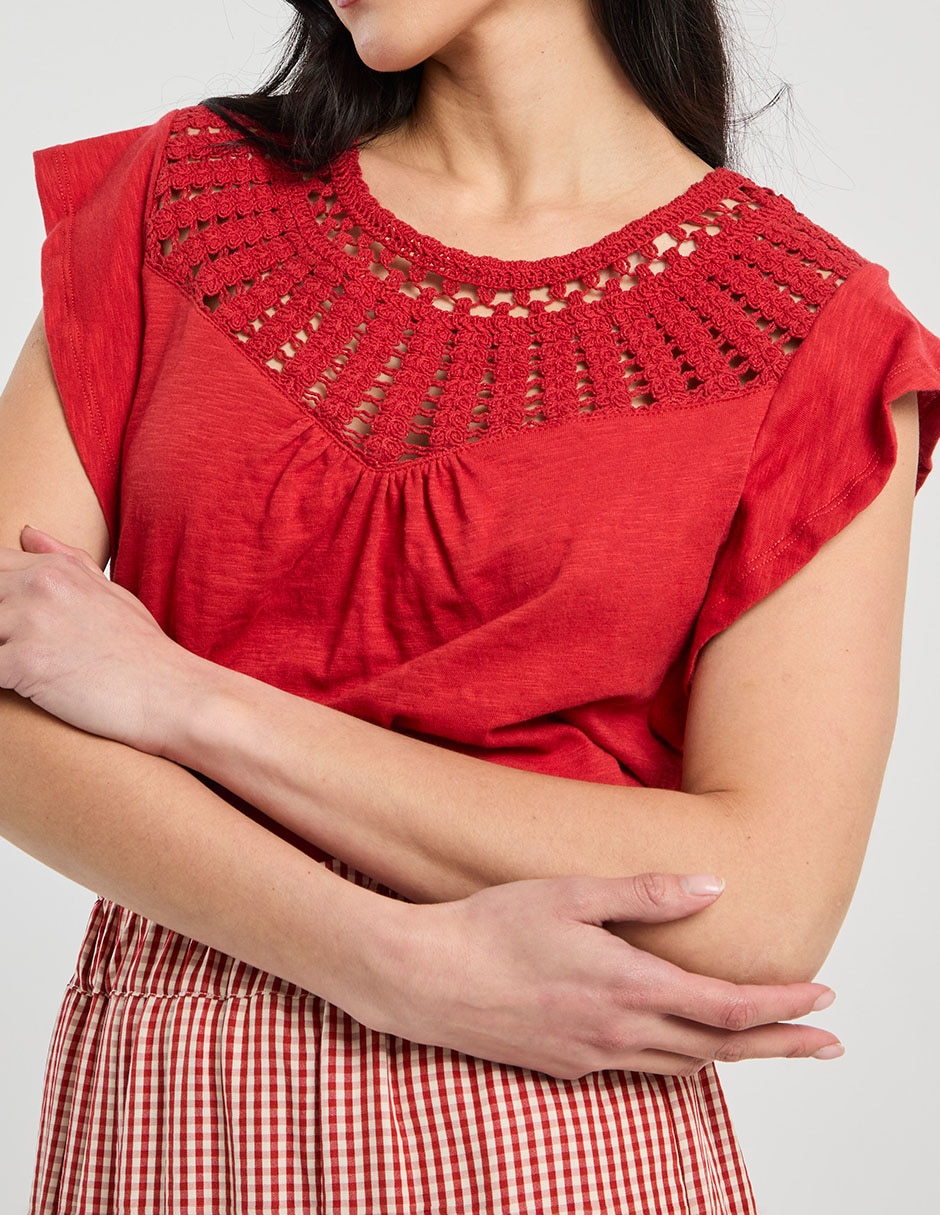 Playera manga corta cuello redondo para mujer 5