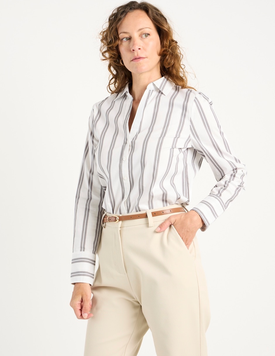 Blusa camisera manga larga para mujer