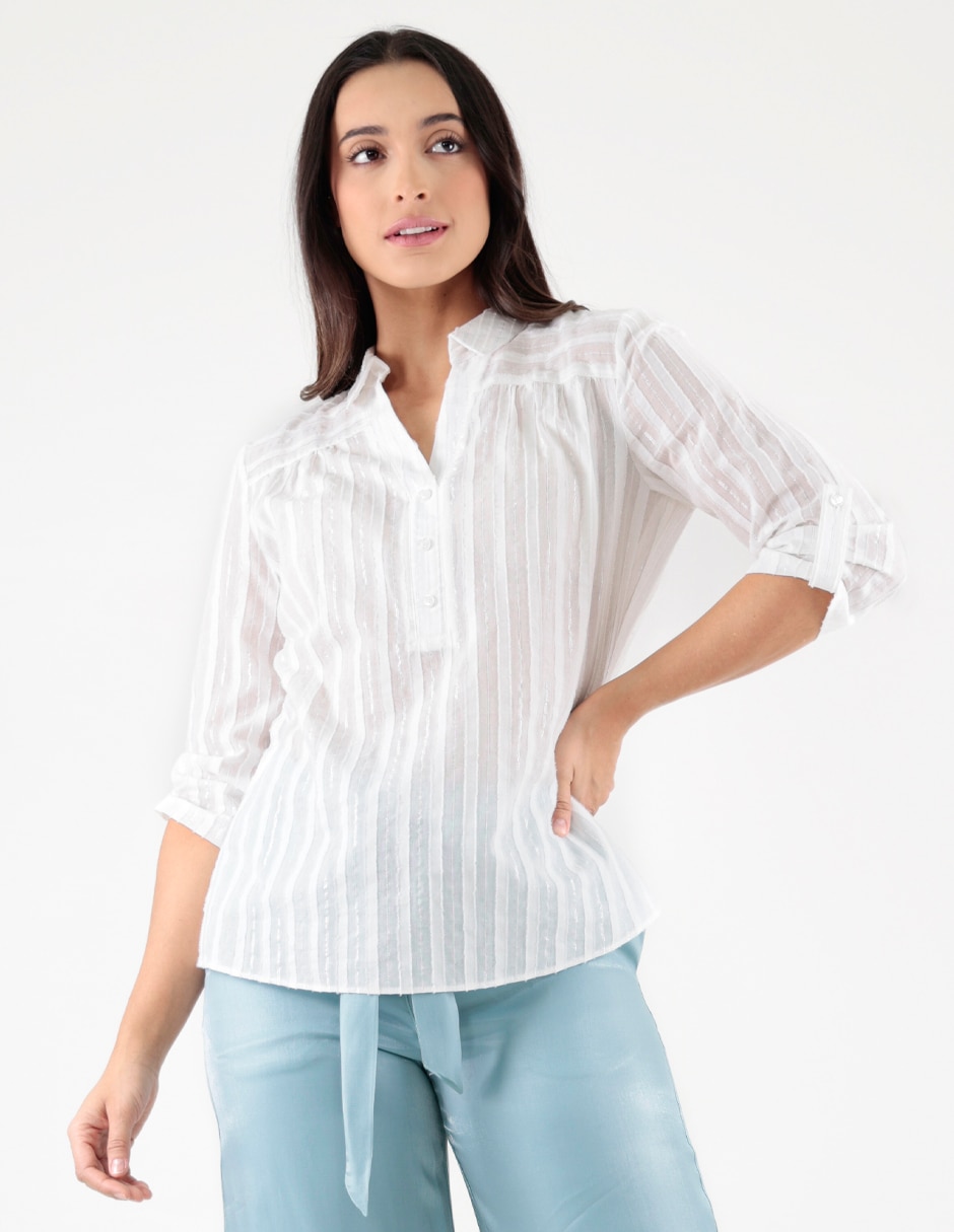 Blusa Blossom Green manga 3/4 para mujer Blusa Blossom Green manga 3/4 para mujer