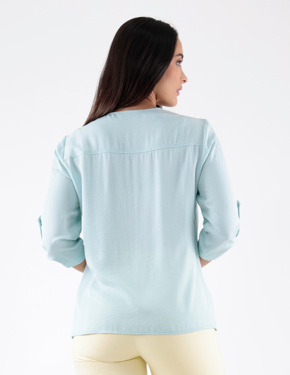 Blusa Blossom Green manga 3/4 para mujer 2