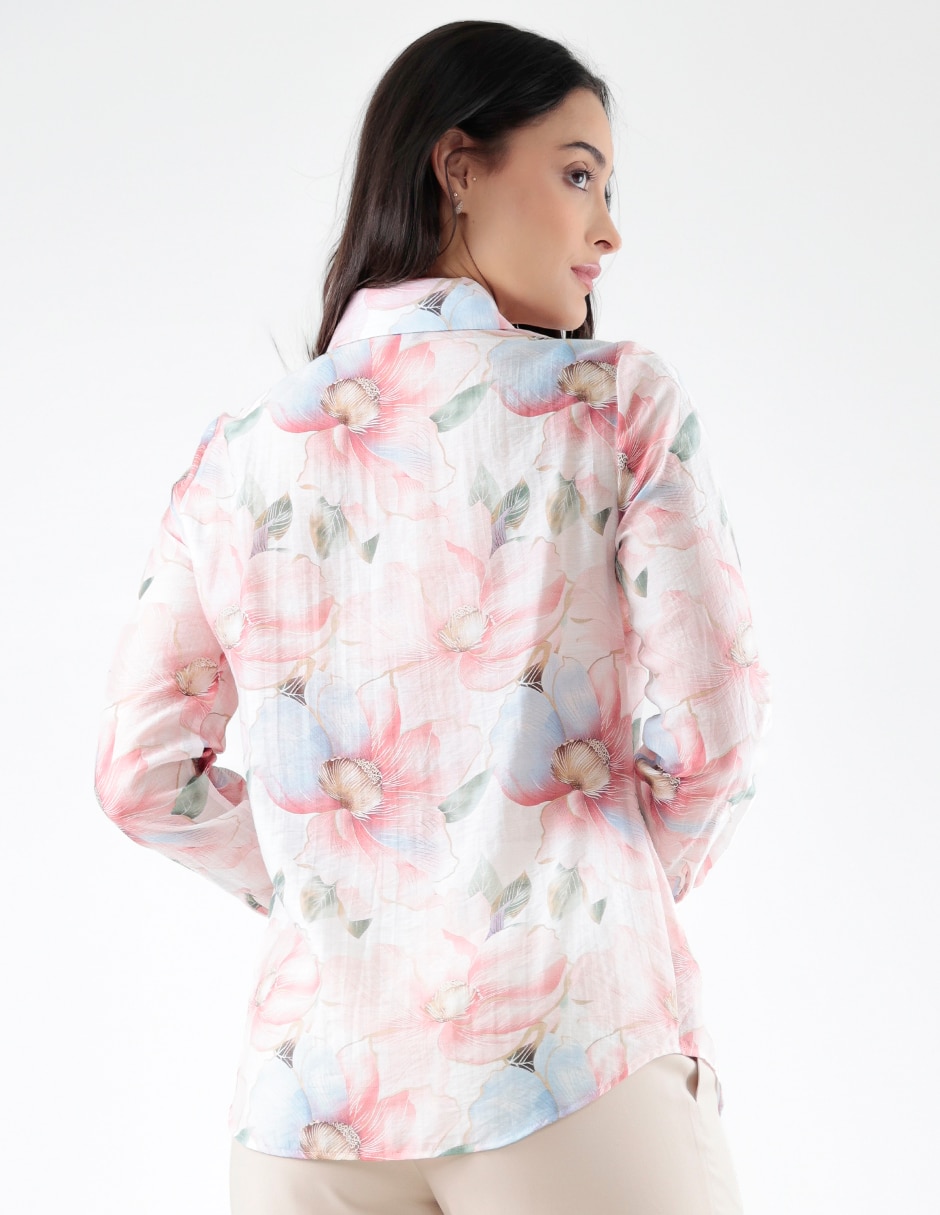 Blusa camisera Blossom Pink manga larga para mujer 2