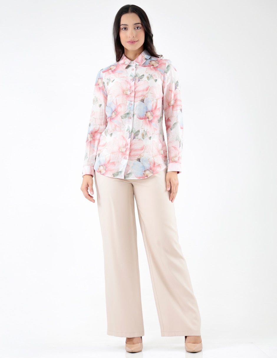 Blusa camisera Blossom Pink manga larga para mujer 3