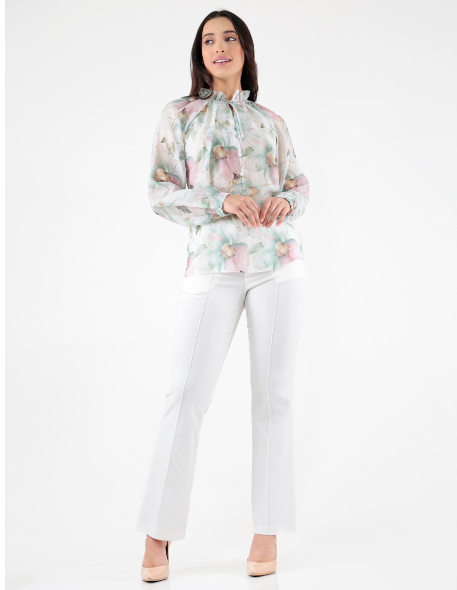 Blusa Blossom Green manga globo para mujer 3